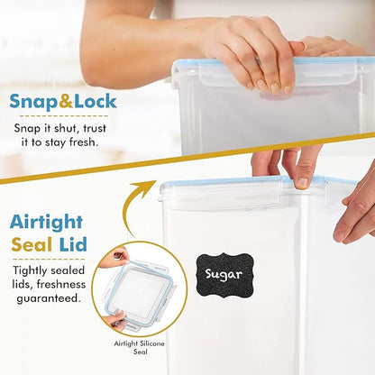 Shazo 2 PC (9.5L | 321 Oz) Extra Large Bulk Food Storage Containers with Airtight Lids for Flour, Sugar, Rice, Cereal & Pasta - Leakproof, BPA-Free Plastic Canisters for Kitchen & Pantry Organization