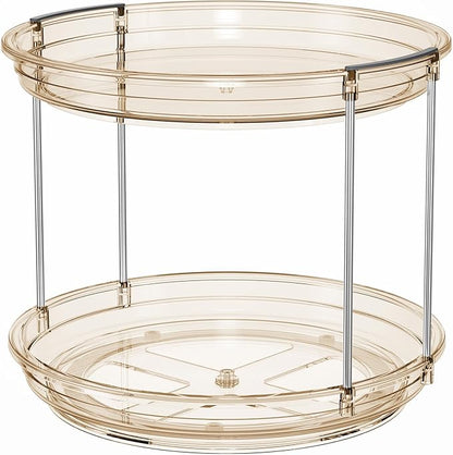 LAMU 2 Tier Lazy Susan Turntable Organizer 9.25'' Rotating Spice Rack Organization for Cabinet, Kitchen, Pantry, Countertop, Bathroom, Vanity, Medicine Cabinet Organizer, Amber