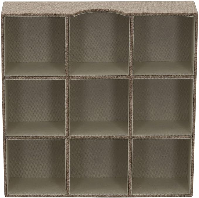 Household Essentials Brown 723-1 Deep 9 Section Drawer Organizer Box for Storage | 12 in x 12 in 3.13