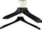 MAWA by Reston Lloyd, European Wooden Hanger, Beech Wood Straight Hanger with Shoulder Notches, Rotating Gold Hook, Black Finish, for Shirts, Blazers, Dress Clothes, Set of 5 (27115)
