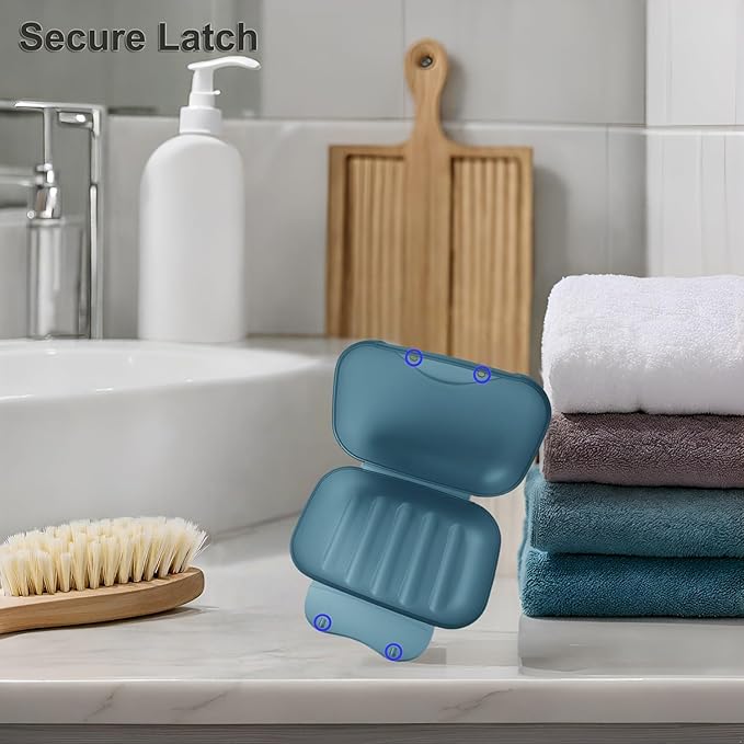 Soap Holder Container, Vonpri Portable Bar Soap Saver Scrubber Case for Bathroom and Kitchen (Dark Blue)