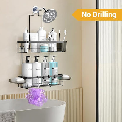 AKTECKE Shower Caddy Hanging Bathroom Organizer: Rustproof Shelf for Inside Shower - No Drilling Racks Over Showerhead - Bath Shelves for Shampoo Soap