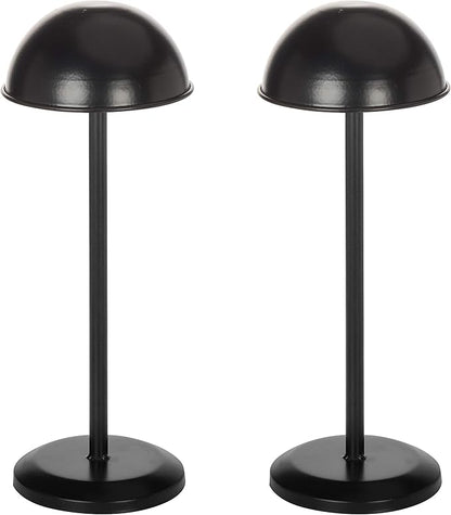 MyGift 2 Pcs Hat Stand with Adjustable Height, Cowboy Hat Rack Holder, Freestanding Baseball Cap Display, Wig Helmet Fedora Organizer, Black Metal Dome Shape