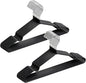 Amber Home 20 Pack Black Rubber Coated Metal Coat Hangers, 16" Non-Slip Clothes Hangers, Metal Hangers with Round Notches for Suit, Jacket, Shirt, Dress & Pants (Black)
