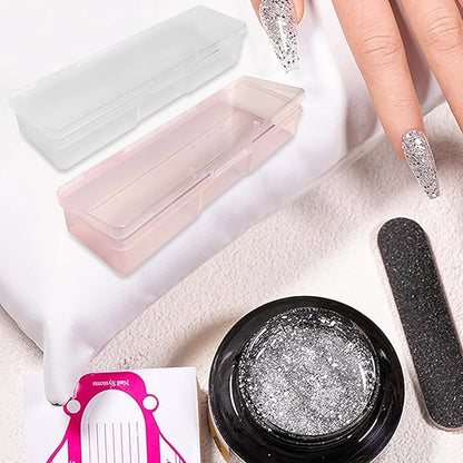 Plastic Storage Personal Box for Nail, 4PCS Nail Implement Manicure Tool Organizer Case Box for Nail Art Pedicure Supply (Pink)
