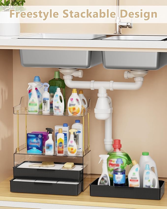 Anylady Bathroom Organizers and Storage, Makeup Organizer (Sturdy Durable Attractive), Ideal for Vanity, Countertop, Counter, Perfume, Skincare, Cabinet, Cosmetic, Dresser Organizer (deep black)