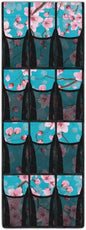 Cherry Blossom Over Door Shoe Organizer Easy to Install Behind the Door Storage 4 Shelf 12 Mesh Pockets Hanging Rack for Shoes and Accessories Multi-purpose Door Hanger Organizer