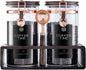 Glass Coffee Canister Set with Wooden Shelf, 2 Pack 45oz Airtight Food Storage Containers with Lids & Spoons, Large nisters for Coffee Beans, Sugar, Tea, Nuts