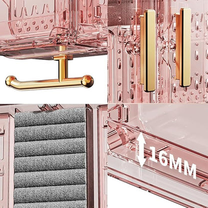 Hanging Jewelry Organizer for Wall, Door, Closet, Damage-Free Simple Dust Proof Jewelry Storage Box Casefor Earrings, Necklaces, Rings