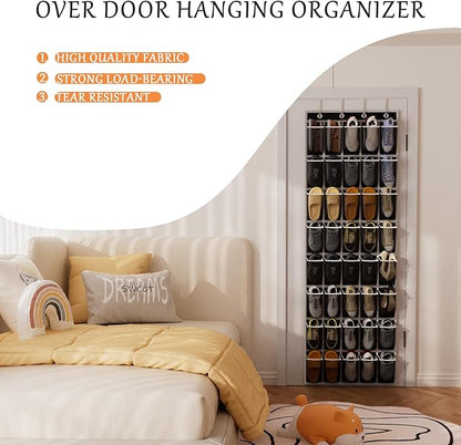 homyfort Over the Door Shoe Organizer, 40 Large Breathable Mesh Pocket,Space Saving Hanging Shoe Rack,Shoe Storage Holder for Entryway Bedroom Closet