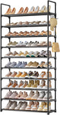 Kitsure Shoe Rack for Closet - 10-Tier Shoe Organizer with Hook Rack, Large-Capacity & Space-Saving Shoe Shelf for Entryway, Bedroom, Living Room,32.2" x 11.8" x 68.5", Black