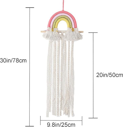 YOcity Bow Holder for Girls Rainbow Hair Bows Organizer for Girls with Lace Ribbon Perfect for Baby Girl Nursery Room Decor (Colorful)