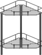 HuggieGems 2 Tier Floor Standing Corner Shower Caddy Organizer Shelf with Hooks, Bathroom Shelves Stand Rack, Black