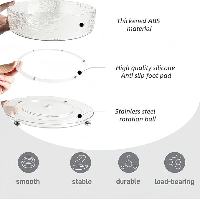Premium Lazy Susan Organizer,9 inch Turntable Organizer for Bathroom, Kitchen, Vanity, Countertop, Table Top, Cabinet, Pantry and Frige, Perfume, Skin Care, Makeup, Spice Organizer, 360° Rotating