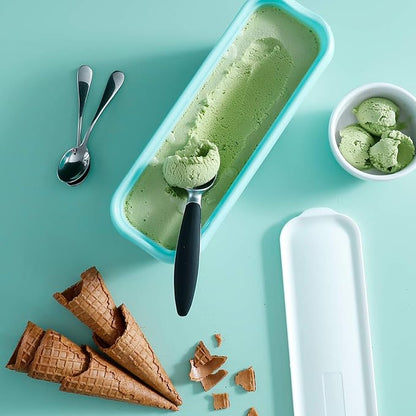 Ice Cream Storage Containers with Lids 2 PACK - 1.5 Quarts Homemade Ice Cream Tubs, Freezer Containers, Turquoise & Green