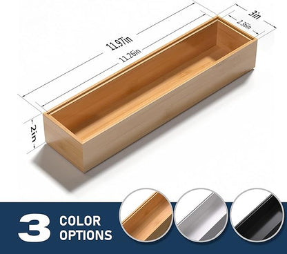 VeyFey Silverware Tray for Drawer, Stackable Kitchen Bamboo Drawer Organizer 12" x 3" x 2" Set of 2