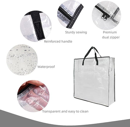 Clear Storage Bags with Zipper and Handles, Blanket Bags For Closet Storage, Moving and Packing Supplies for College, Underbed Storage Organizer for Clothes Pillow Bedding Christmas Wreath