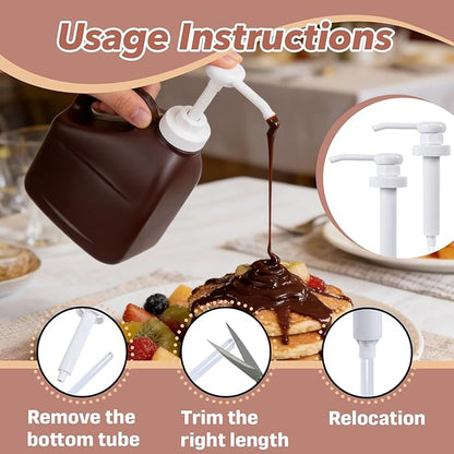 2-Pack Syrup Pump Compatible with Hershey's Chocolate Syrup Bulk Jug, Fit 7 LB 8 OZ for Most Home Half Gallon Bottles Containers