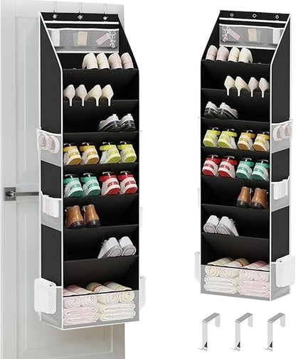 Hanging Storage Bag – Over The Door Shoe Organizer, Large Pocket | Foldable Multi Compartment Closet Holder, Space Saving Container for 16 24 Pairs Shoes Bags Accessories Entryway