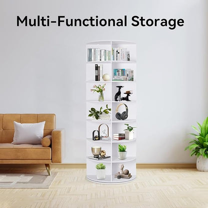 7 Tier Rotating Shoe Rack, Shoe Display with Lazy Susan, Revolving 360 Shoe Tower Storage Round Carousel, Vertical Handbag Rotate Shoes Closet Organization(23.6" W x 63.4" H)