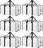 6 Pack Extra Heavy Duty Large Moving Bags with Strong Zipper & Comfortable Handles, Sturdy & Durable Clothes Storage Bags Totes Bins, Packing Moving Boxes for College Supplies, White