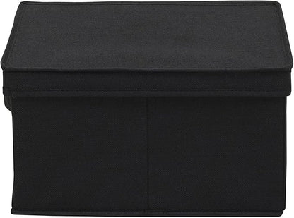 Household Essentials Large Fabric Storage Box With Lid Box, Black, Set of 2