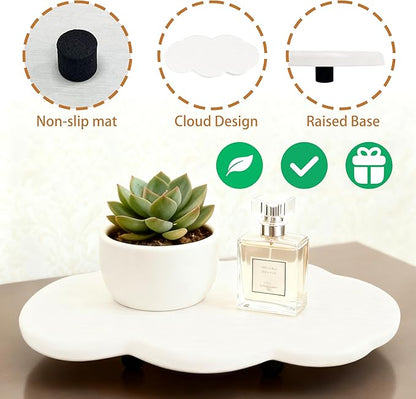 Water Absorbing Stone Tray Cute Cloud Shape, Instant Drying Sink Diatomite Coasters for Bathroom & Kitchen Counter Organizers, Dish Soap Dispenser Sponge Holder, 8 * 4inch, 2 Pcs (White)