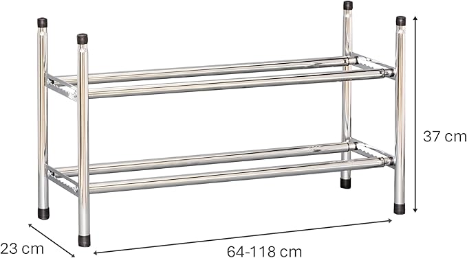 Love it Store it Metal Shoe Rack - Slim Open Shelf for up to 10 Pairs of Shoes - Extendable Stackable Very Stable - Chrome