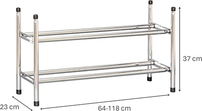 Love it Store it Metal Shoe Rack - Slim Open Shelf for up to 10 Pairs of Shoes - Extendable Stackable Very Stable - Chrome