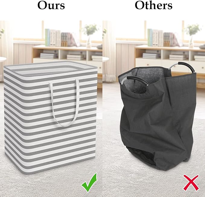 StorageRight Laundry Basket Hamper Large Collapsible Laundry Hamper with Easy Carry Handles，Freestanding Clothes Hampers for Laundry, Bedroom, Dorm, Clothes, Towels, 100L, Grey