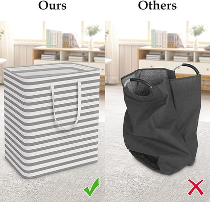 StorageRight Laundry Basket Hamper Large Collapsible Laundry Hamper with Easy Carry Handles，Freestanding Clothes Hampers for Laundry, Bedroom, Dorm, Clothes, Towels, 100L, Grey