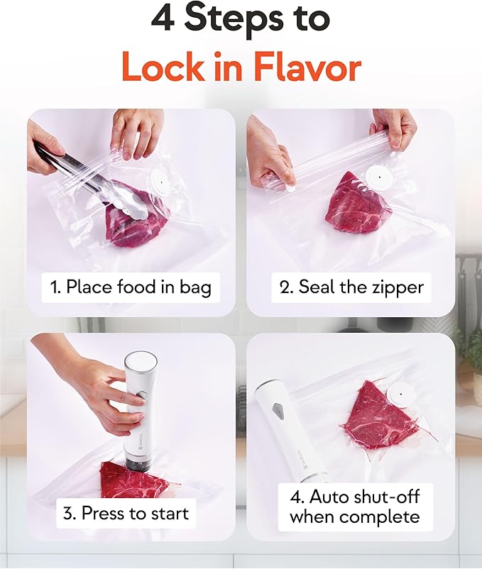 Reusable Vacuum Sealer Bags – 10 Big Food Storage Bags (30x34cm/11.8x13.4in), BPA-Free, Leak-Proof & Odor-Resistant, Compatible with Vacuum Sealer Machines