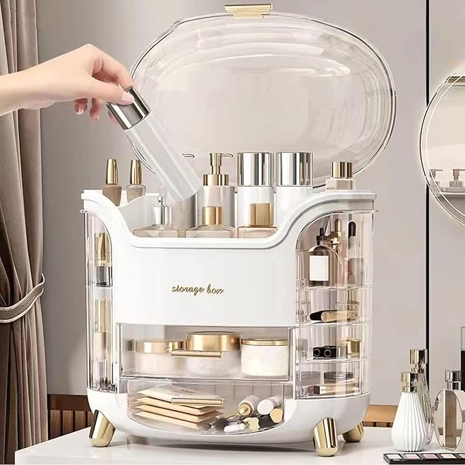 Omeily Large Makeup Organizer Countertop Vanity Organizer Cosmetic Organizer Makeup Storage Box Bathroom Counter Organizer Perfume Skincare Organizers Gift Women Girls Clear Design Easy Visibility