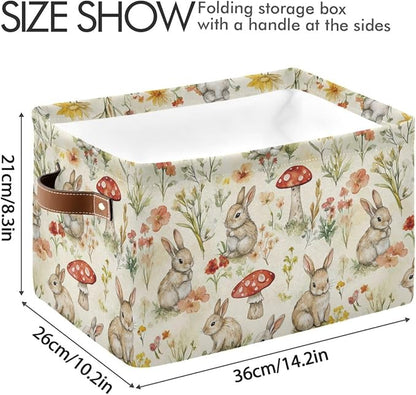 Easter Mushroom Bunny Rectangular Storage Basket Organizer Bin Shelf Baskets For Clothes Gifts For Home Office Dorm