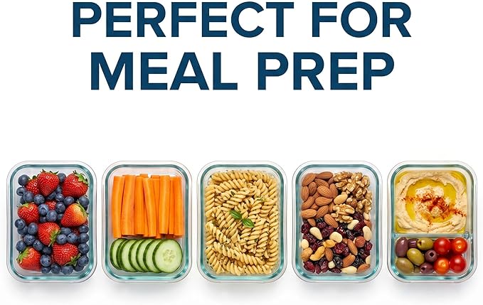 5-Packs, 36 Oz Glass Meal Prep Containers with Snap Locking Lids Glass Food Containers,Airtight Lunch Container,Microwave, Oven, Freezer and Dishwasher