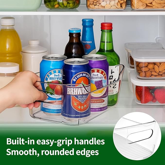 8 Pack Acrylic Pantry Storage Bins, Storage Bins for Cabinets, Clear Bins for Pantry, Cabinets, Organizing, Fridge, Kitchen (7.9” x 5.5” x 3.2”)