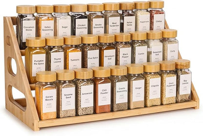 Spice Organizer, Bamboo 3 Tier Spice racks, Kitchen Seasoning Spices Rack, Suitable for Spice Organizers Such as Sitchen Countertops, Stoves, Sorage Rooms (M)