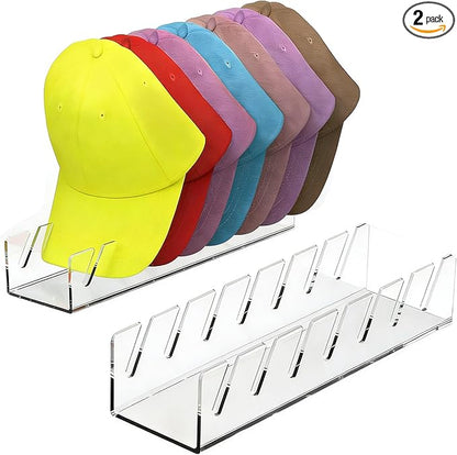 2pc Hat Organizer For Baseball Caps,No Install Basketball Cap Storage Rack,Accommodate 2x7 Baseball Caps,Acrylic Hat Display Rack Hat Rack Hat Storage In Cloakroom/Wardrobe/Bedroom/Dressing Table