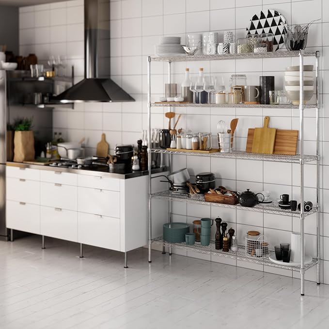 14" Deep x 60" Wide x 74" Height Wire Shelving Kit | 5-Tier | NSF Commercial Storage Rack Unit