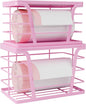 TIDIIABODE 2 Pack Pink Trash Bag Holder - Stackable Garbage Bag Dispenser with Bamboo Top, Kitchen Accessories & Decor, Wall Mount Storage for Kitchen, Home, Bathroom Decor & Gifts
