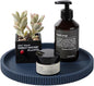 Silicone Bathroom Tray Round Kitchen Counter Organizer Decorative Vanity Accessories Coffee Table Decor for Perfume, Candle, Soap Dish, 9 Inch, Dark Blue