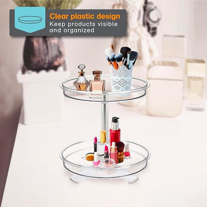 Polder 2-Tier Spinner Caddy, Kitchen and Bathroom Organization and Storage, with Dual Rotating Tables Lazy Susan, 8 lbs. Load Capacity, 10.6" x 10.3"