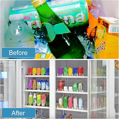 Drink Organizer for Fridge, 18.9x15.0x3.1in Soda Can Dispenser for Refrigerator, 5 Rows Adjustable Automatic Pusher Glide Drink Dispenser for Beer Beverages (Blue)