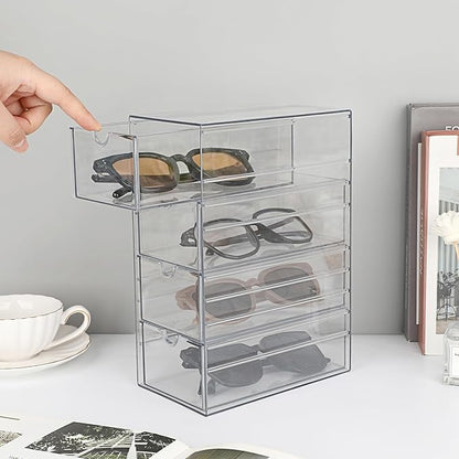 Hipiwe Plastic Drawer Organizer Clear Hair Accessories Organizer Box with 4 Pull Out Drawer Compact Storage Box for Cabinet Vanity Bathroom Pantry Office or Closet Organization