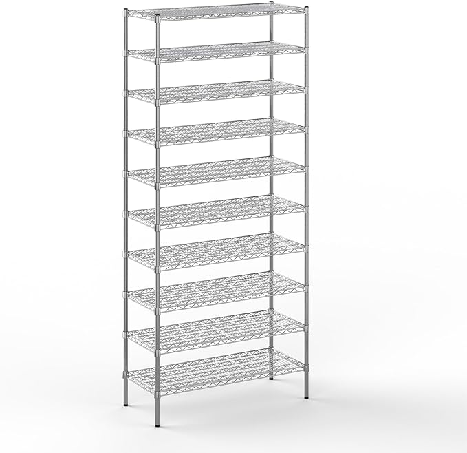 18" Deep x 42" Wide x 96" Height Wire Shelving Kit | 10-Tier | NSF Commercial Storage Rack Unit