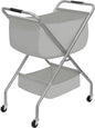 STORAGE MANIAC Collapsible Laundry Cart with Wheels 31.5"H Rolling Laundry Hamper Clothes Basket with Wheels, Canvas Liner Sturdy Steel Frame Folding for Small Narrow Space Easy Storage, Grey