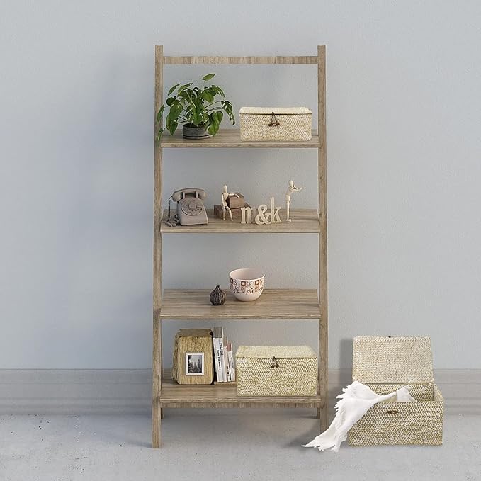 Hipiwe Set of 3 Wicker Storage Baskets with Lid - Large Handwoven Seagrass Shelf Basket Bins Rectangular Nesting Household Organizer Boxes for Shelf Closet Wardrobe Organizer, Whitewash