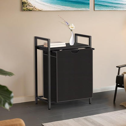 Sonharlar Laundry Sorter with Removable Bag, 16 Gallons Laundry Hamper with Adjustable Feet, Laundry Basket for Laundry Room, Bathroom and Bedroom(Charcoal Black)
