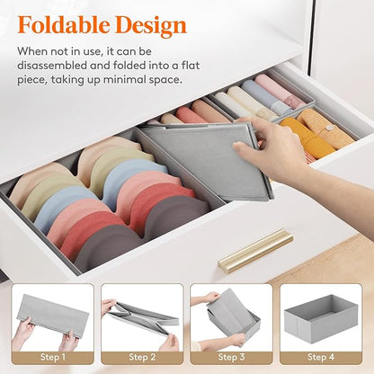 Lifewit Underwear Drawer Organizer for Closet 8 Pack, 3 Sizes Dresser Organizer Dividers, Deep Fabric Foldable Drawer Storage Organizer Bins for Clothes, Sock, Bra, Lingerie, Undies