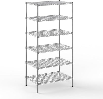 24" Deep x 36" Wide x 74" Height Wire Shelving Kit | 6-Tier | NSF Commercial Storage Rack Unit